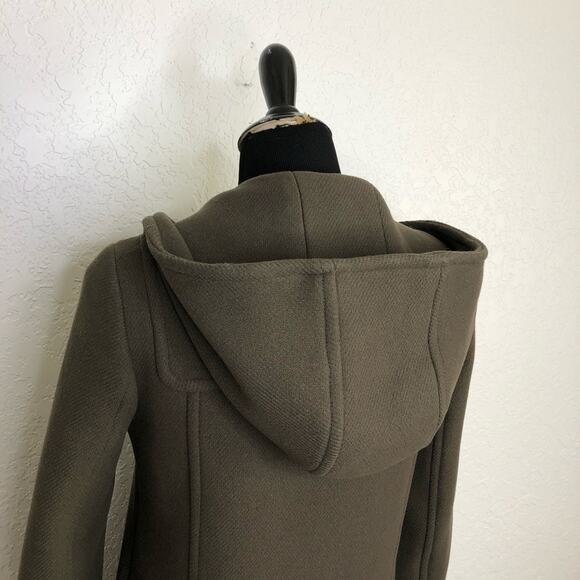 J Crew Stadium Cloth Nello Gori army green wool hooded overcoat size 2 - Picture 12 of 16
